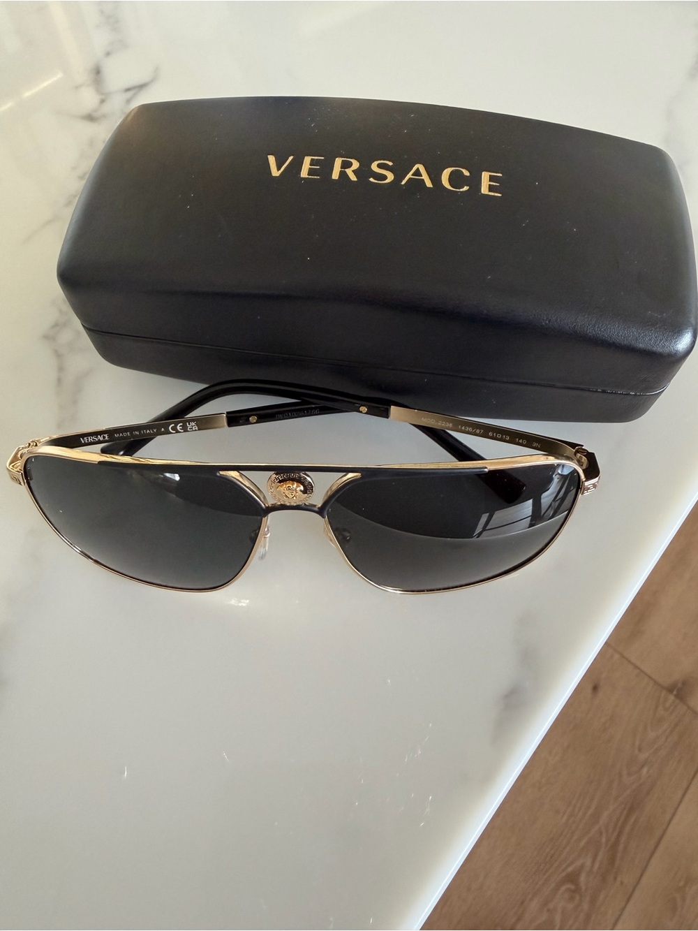 Versace Black and Gold Medusa Pilot Sunglasses - Picture 4 of 5